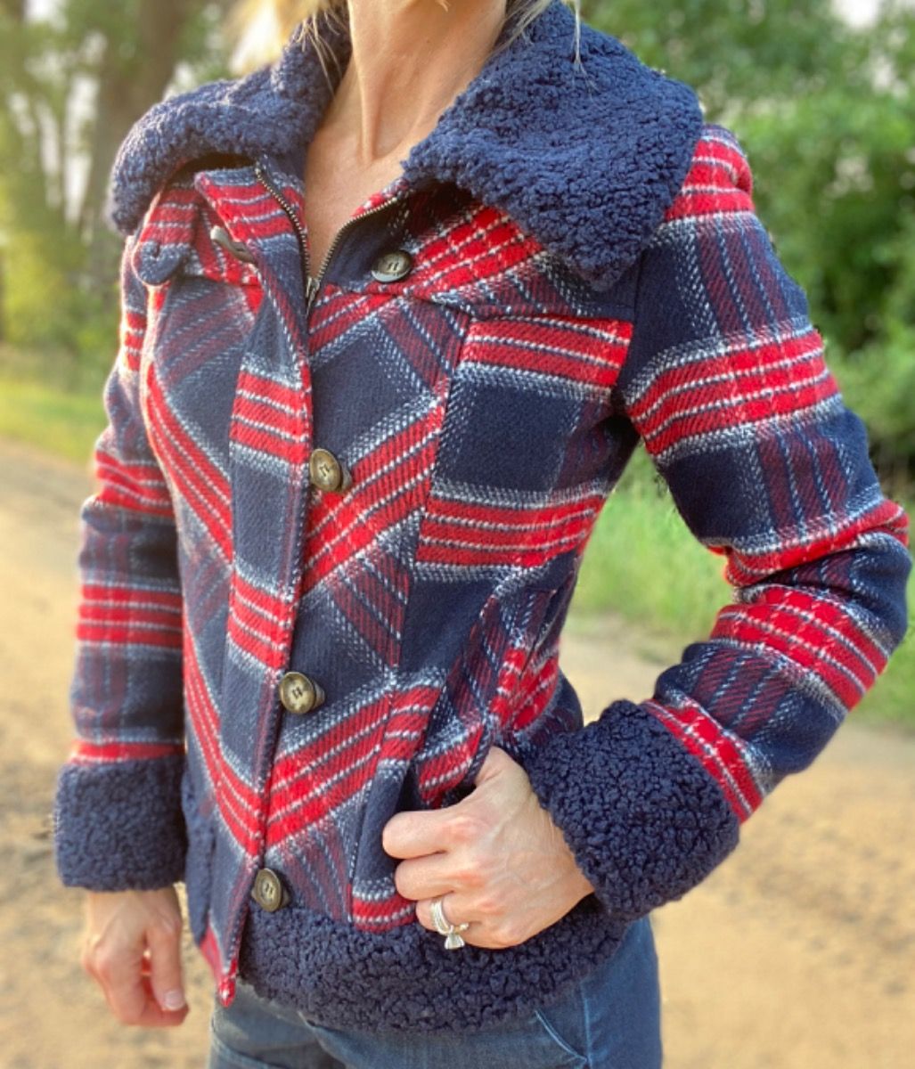 Ladies Ls Coat In Indigo Plaid