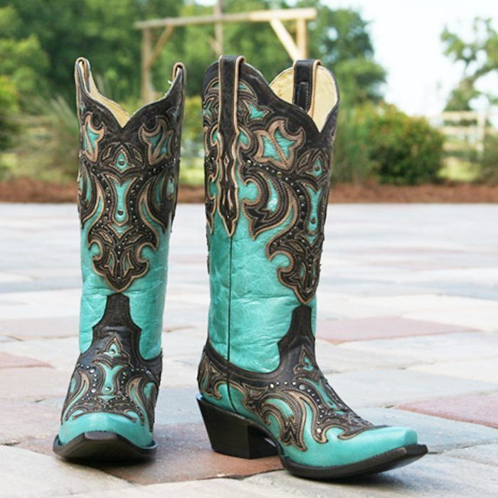Corral Turquoise Chocolate Inlay and Studs Boots
