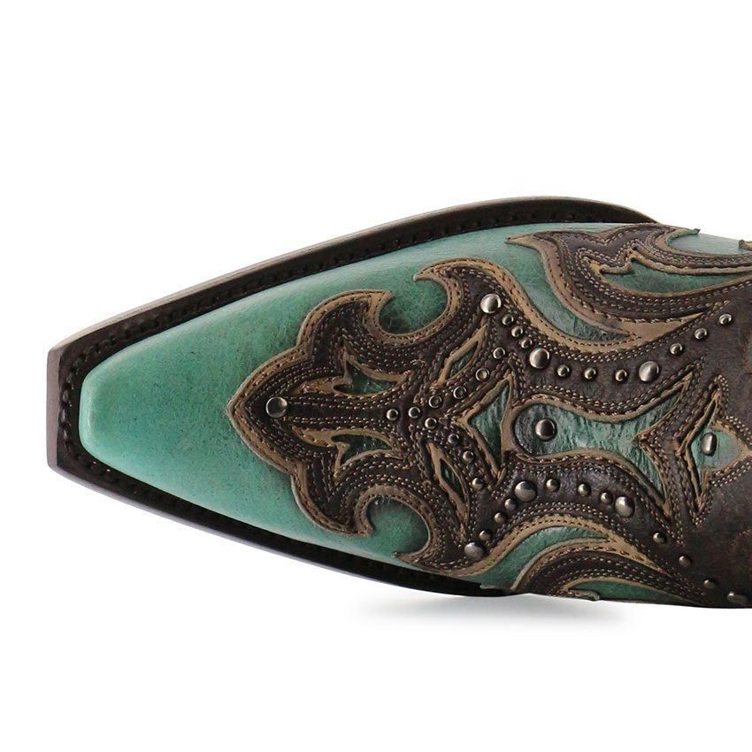 Corral Turquoise Chocolate Inlay and Studs Boots