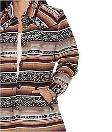 Cruel Girl Women's Aztec Sunset Serape Tweed with Faux Leather Accents Jacket