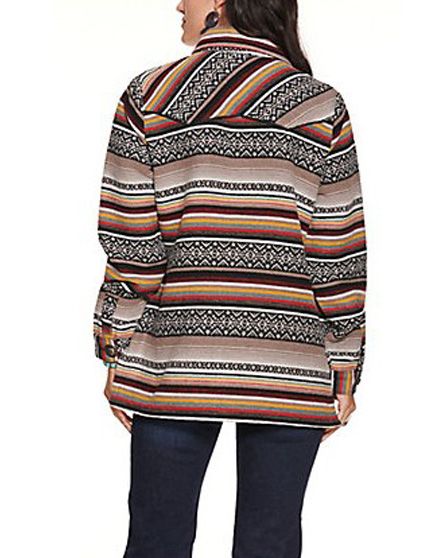 Cruel Girl Women's Aztec Sunset Serape Tweed with Faux Leather Accents Jacket
