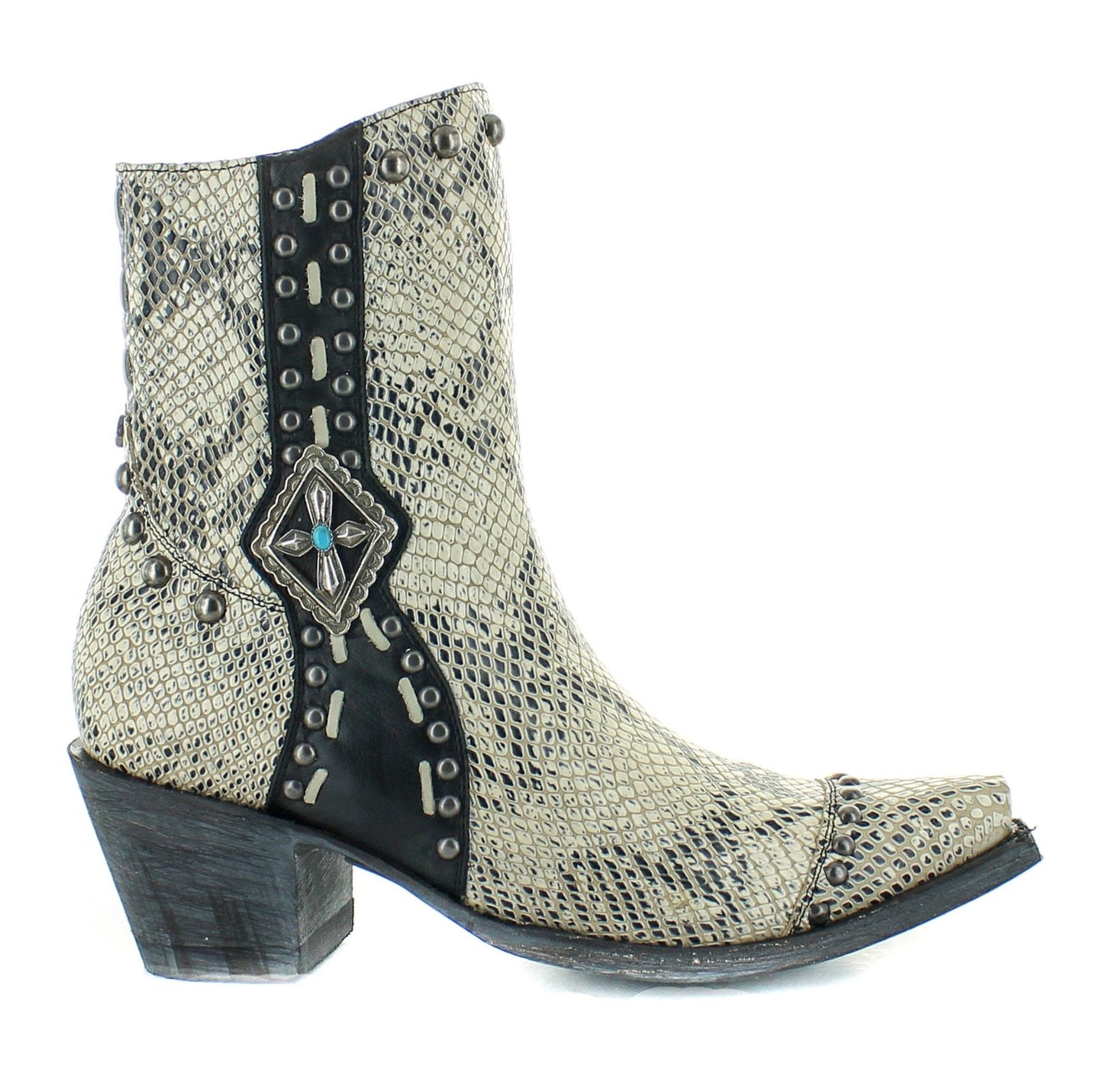 Double D Ranch by Old Gringo Four Winds Snake Skin Boots in White