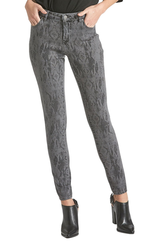 Dear John Gisele High Rise Skinny in Black Grey Snake