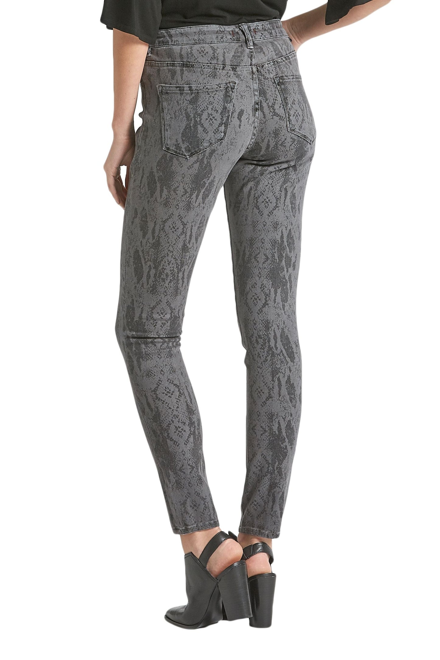 Dear John Gisele High Rise Skinny in Black Grey Snake