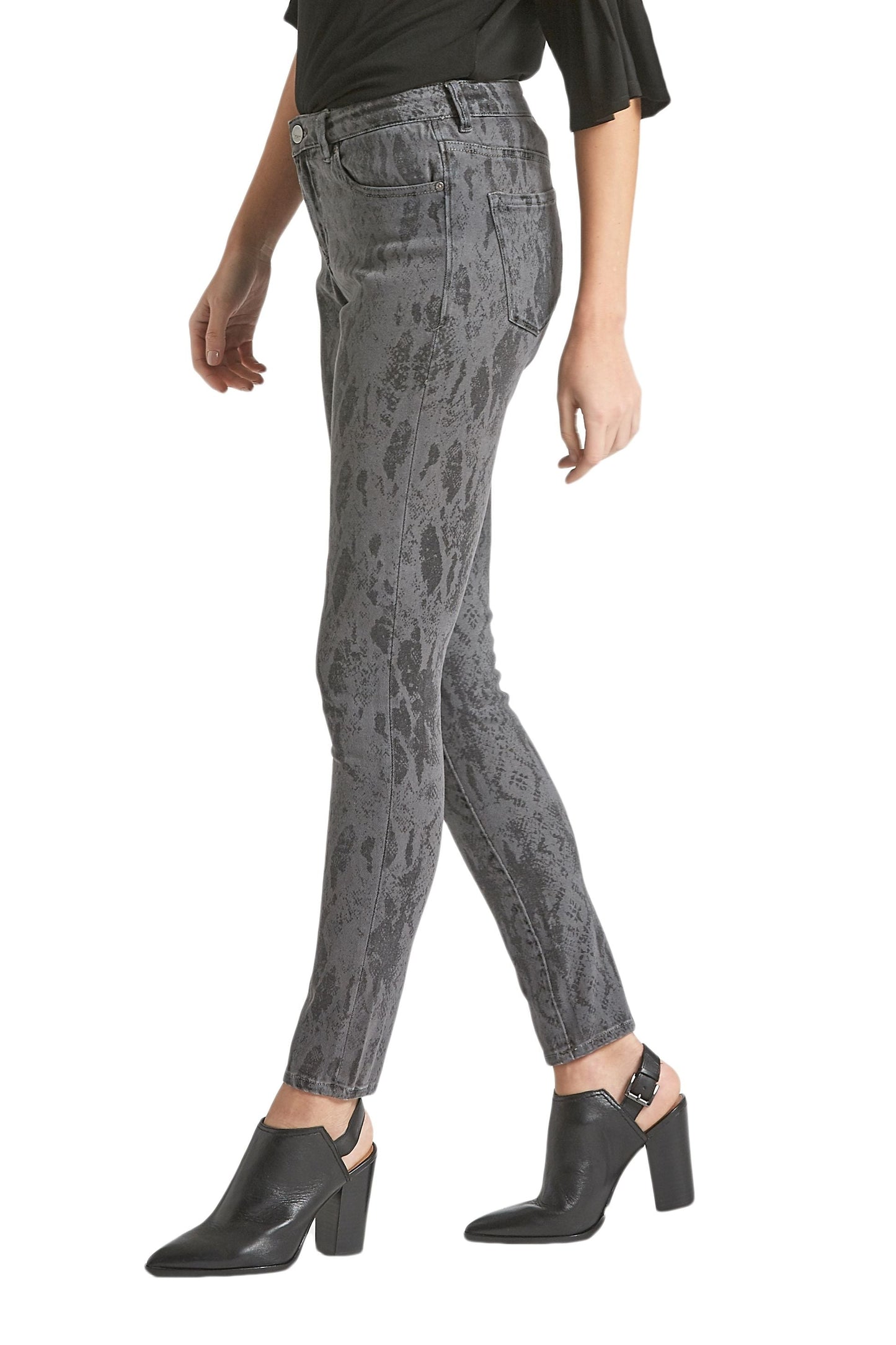 Dear John Gisele High Rise Skinny in Black Grey Snake