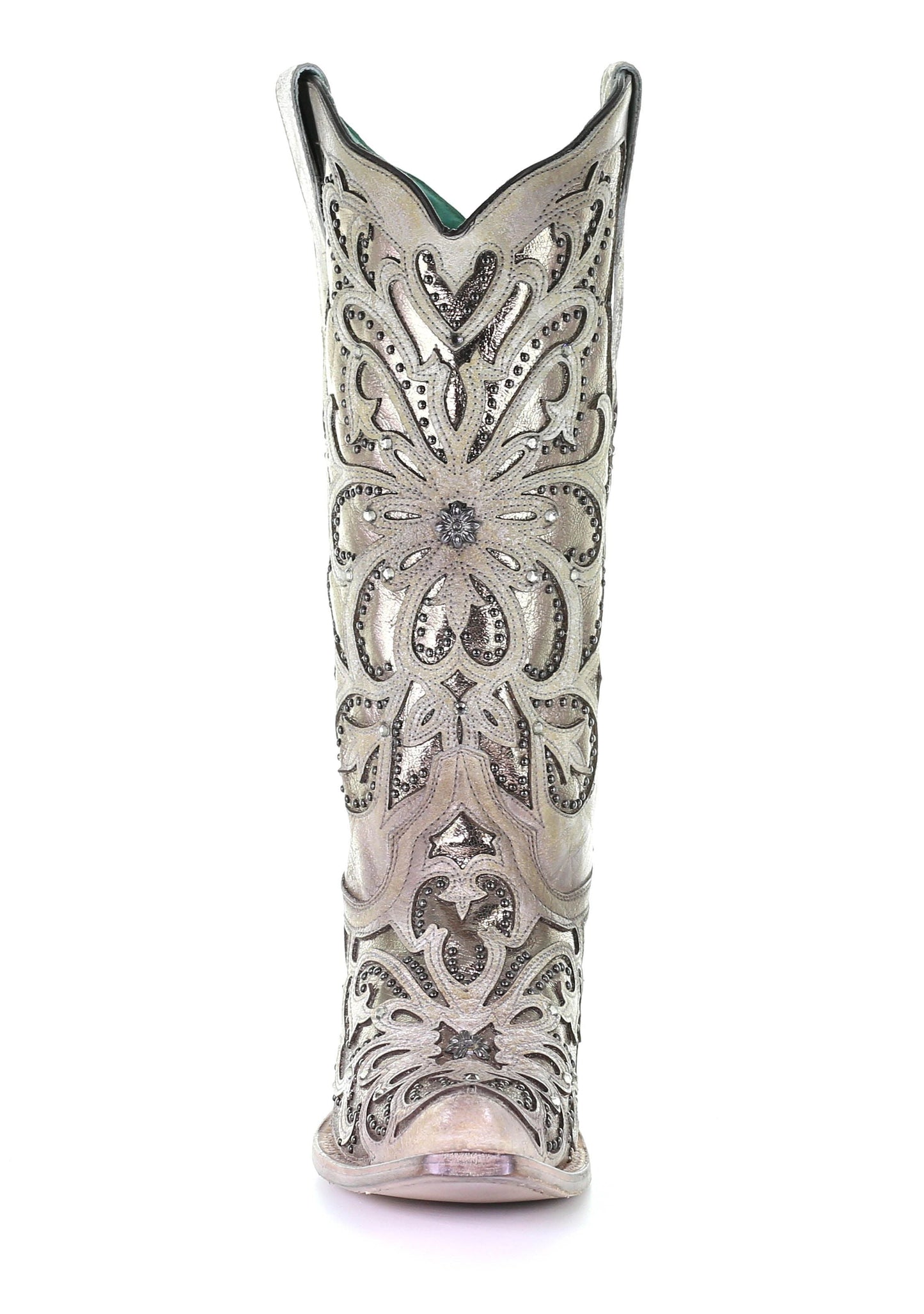 Corral White Oxford Inlay with Crystals and Embroidery Boots