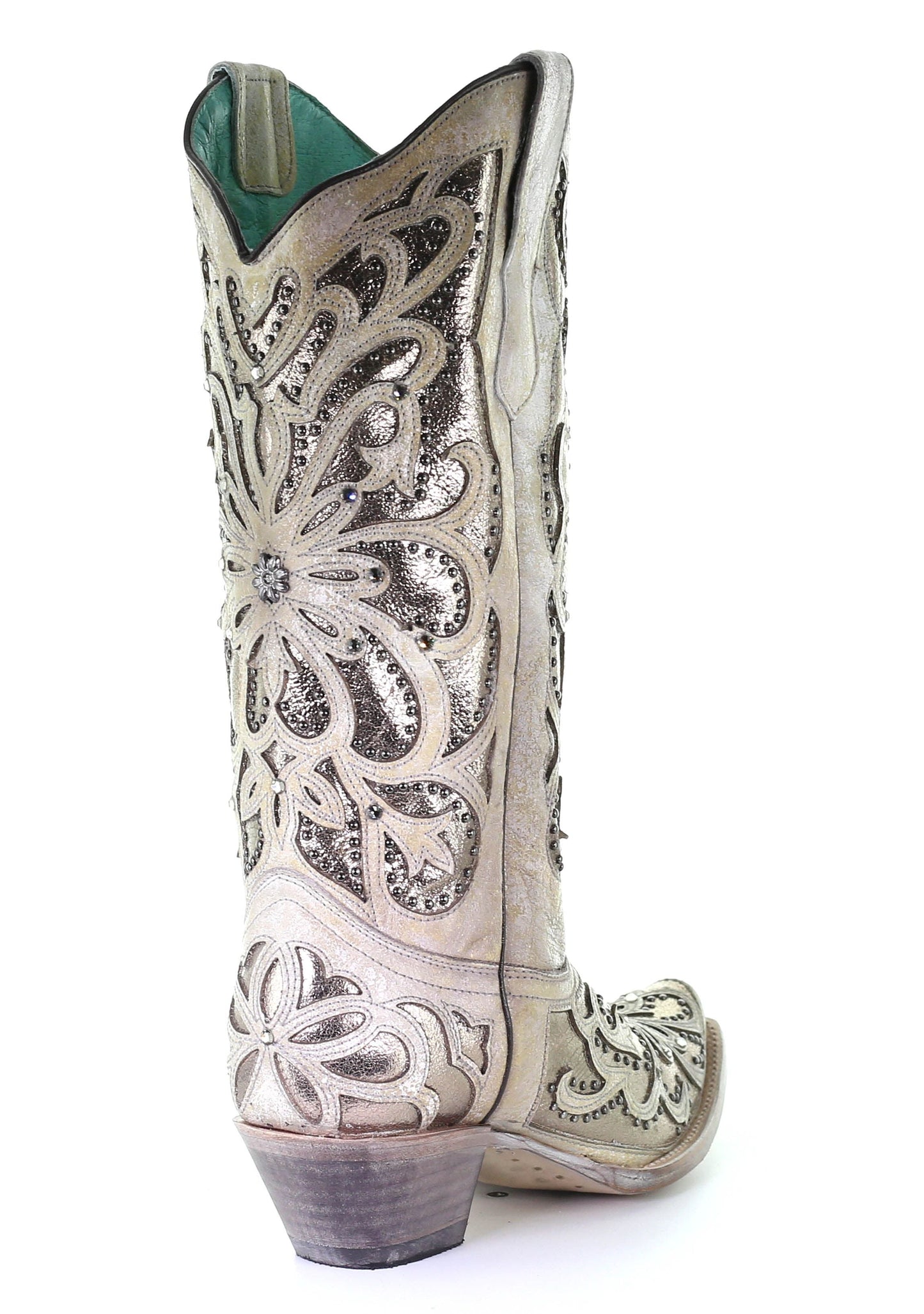 Corral White Oxford Inlay with Crystals and Embroidery Boots