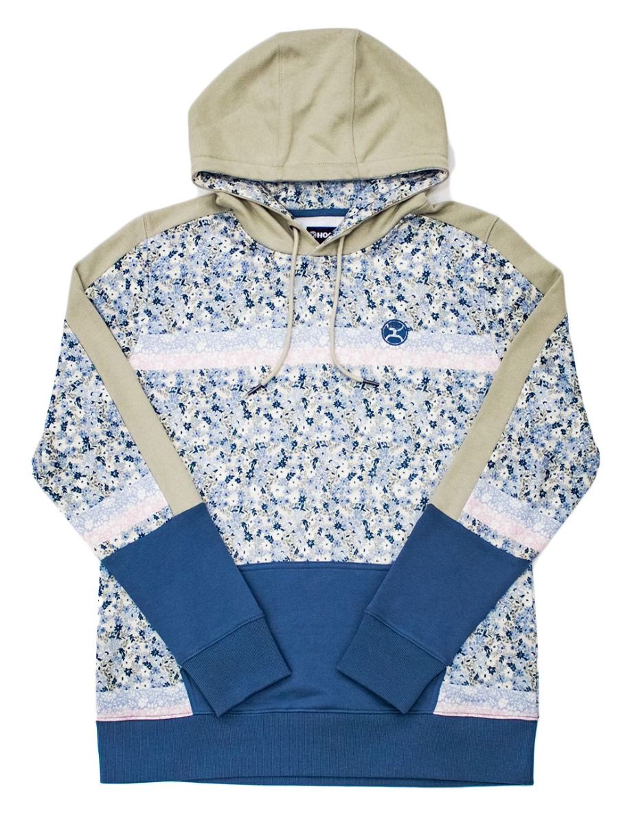 Hooey Ditzy Ladies Green And Blue Floral Print Hoody HH1199GRBL