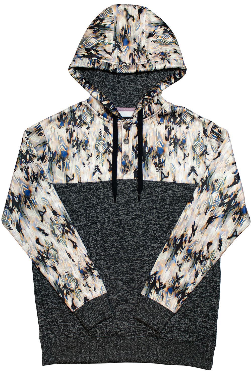 Ladies Jimmy Hoody In Charcoal With Aztec Pattern HH1202AZCH