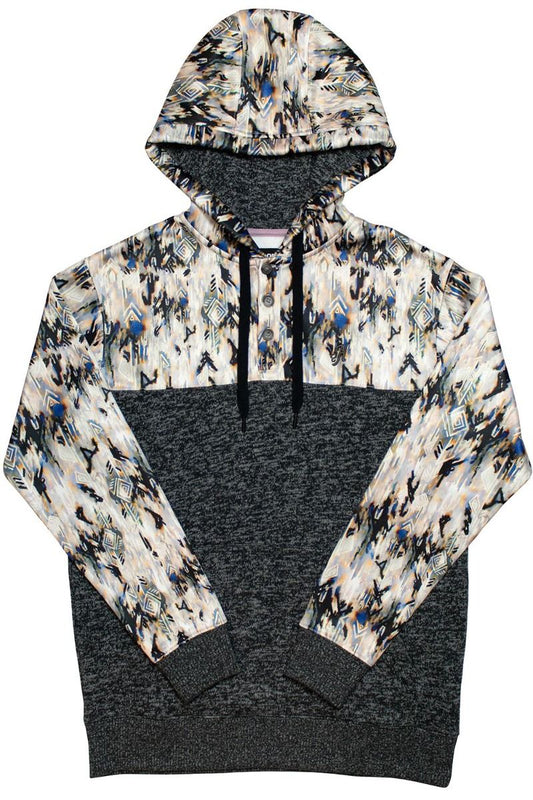 Ladies Jimmy Hoody In Charcoal With Aztec Pattern HH1202AZCH