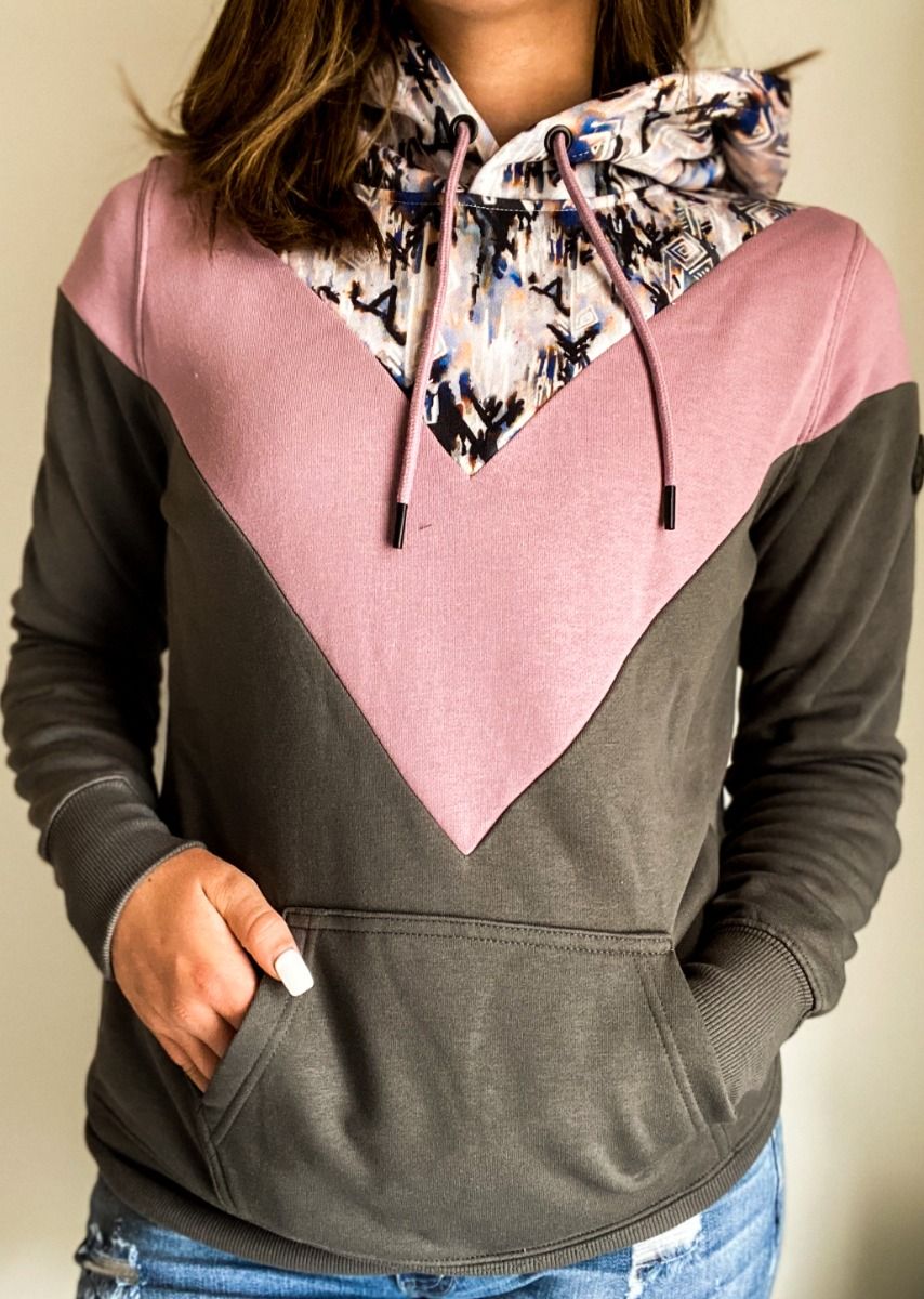 Ladies Berkley Hoody Aztec Purple, Gray Chevron Pattern HH1200AZCH