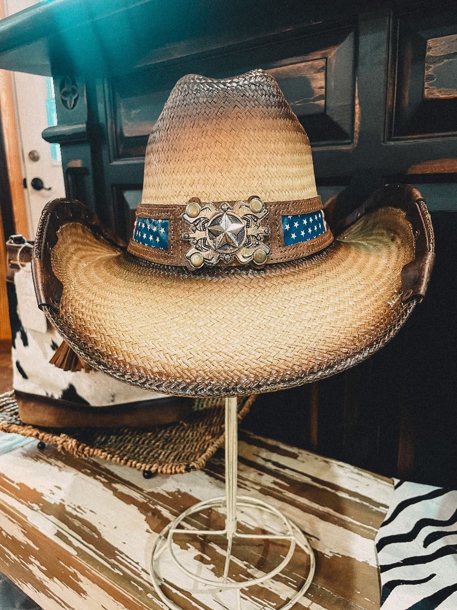 Spangled Banner Western Style Straw Hat by Austin Traders