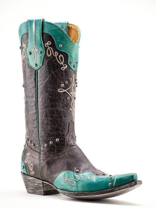 Alissa 13" Vesuvio Turquoise and Chocolate Boots
