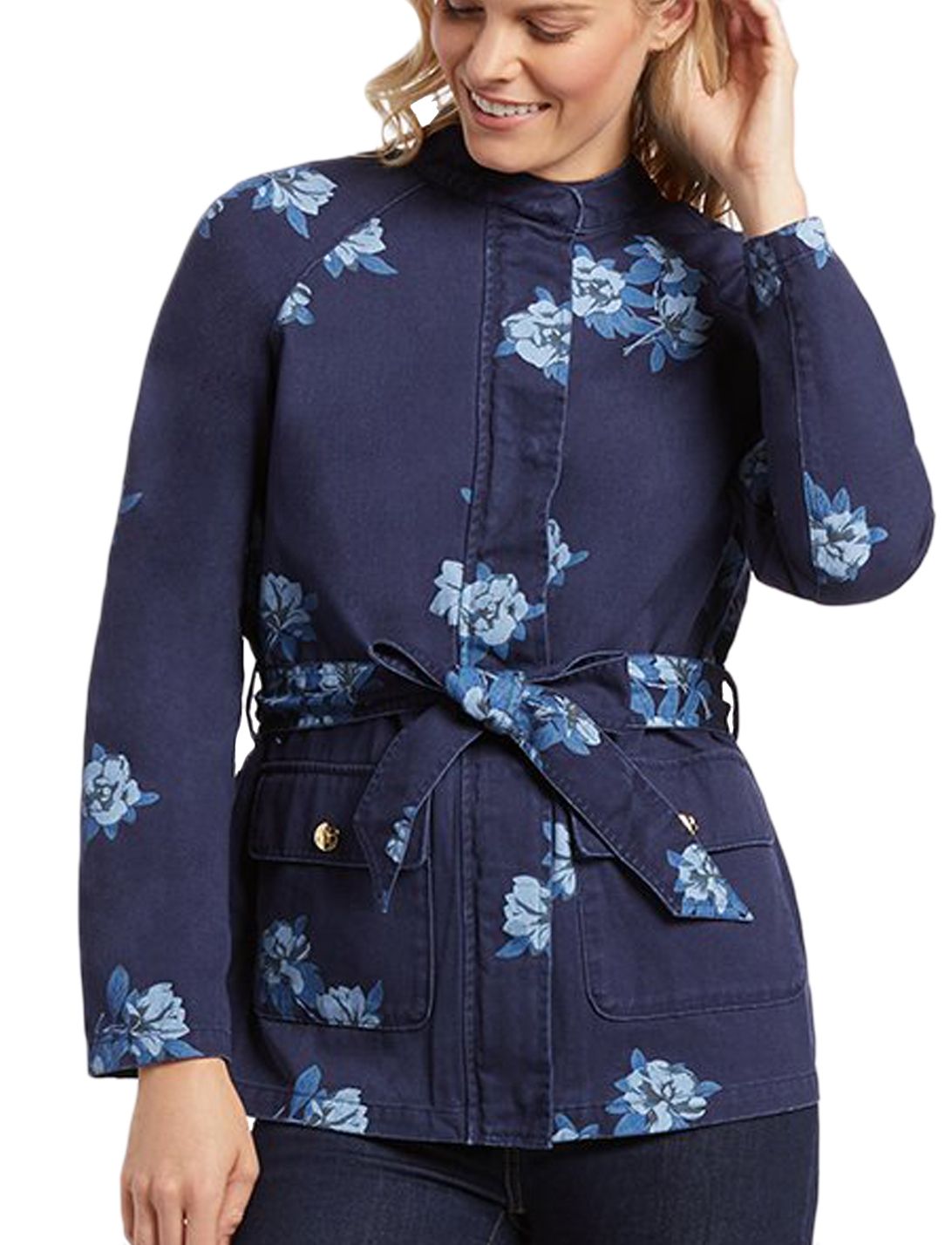 Draper James Floral Field Jacket in Nassau Navy Magnolia Vines