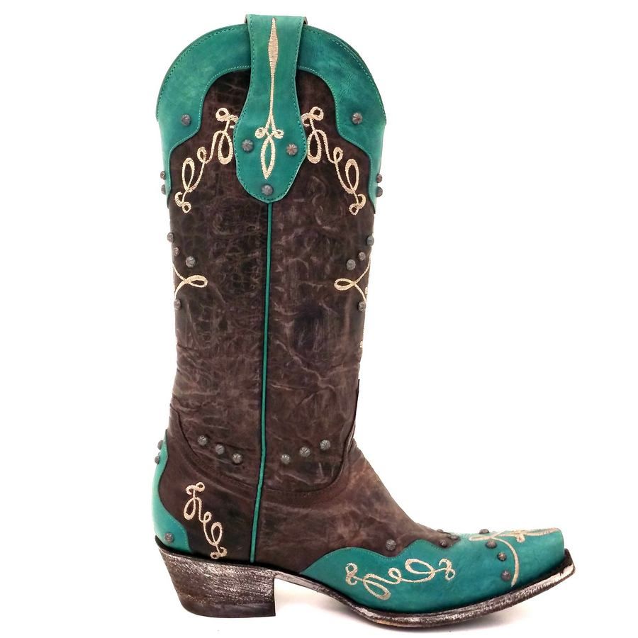 Alissa 13" Vesuvio Turquoise and Chocolate Boots