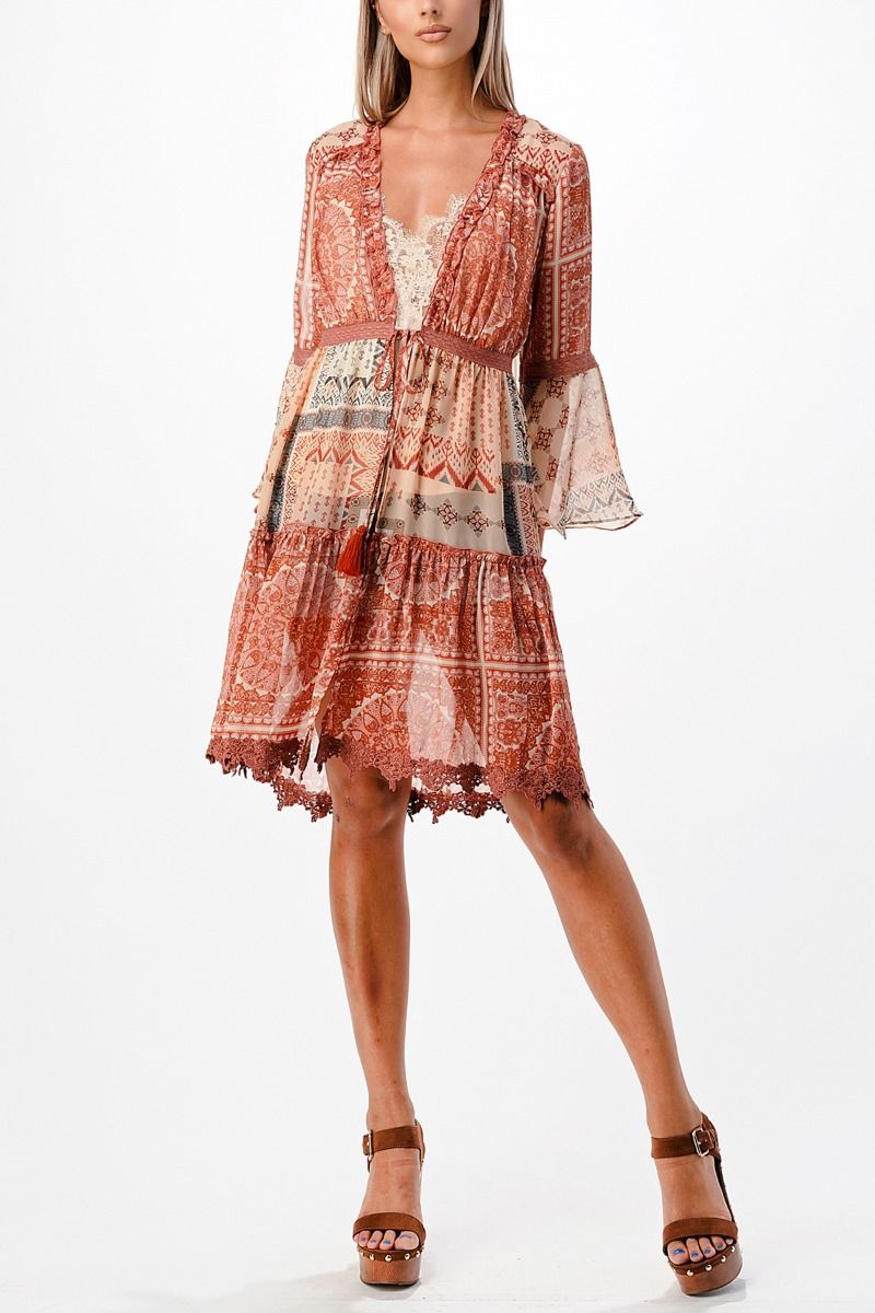 Miss Me Paisley Woven Print Kimono