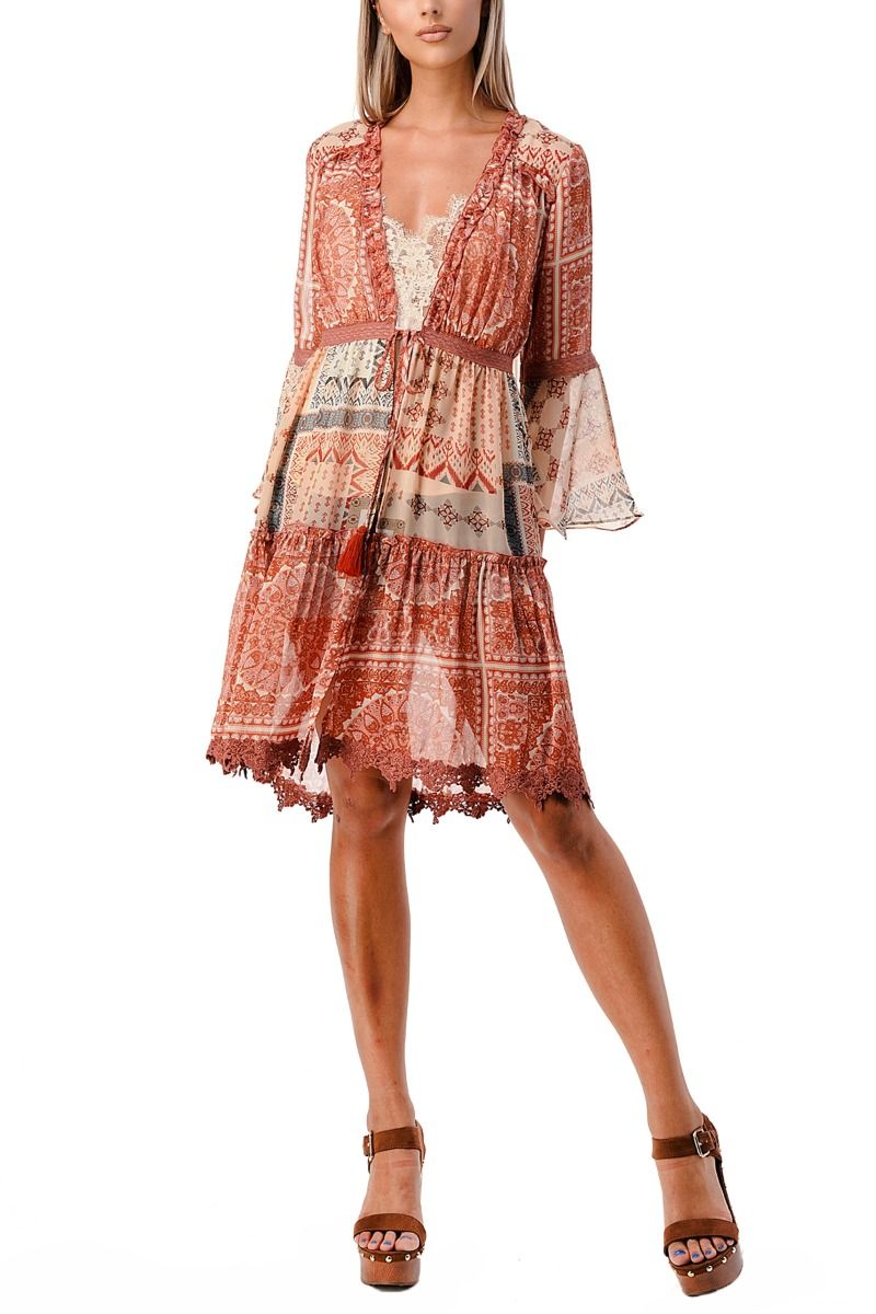 Miss Me Paisley Woven Print Kimono