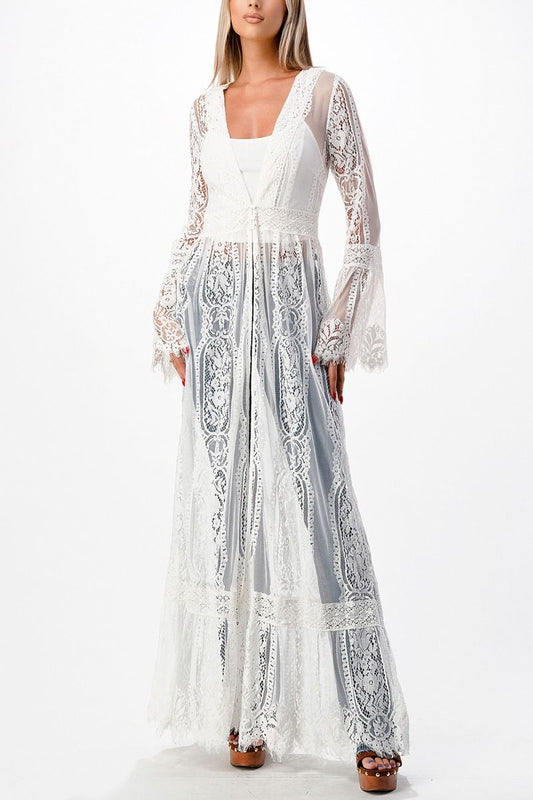 Miss Me Floral Embroidered Sheer Kimono