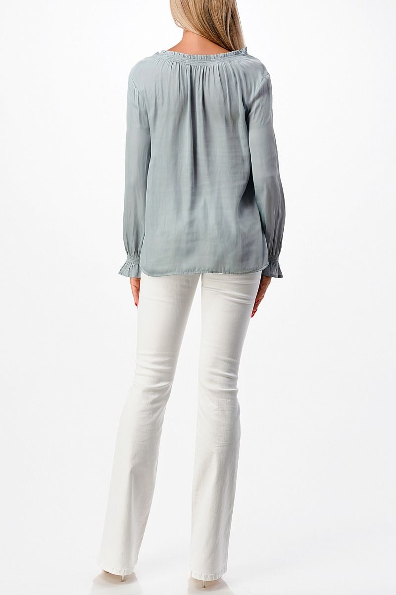 Miss Me Smocking Detail Woven Top