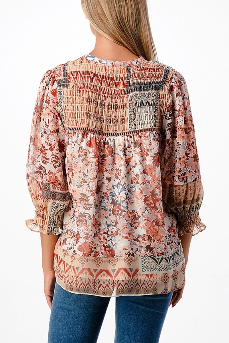 Miss Me Woven Floral Print Top