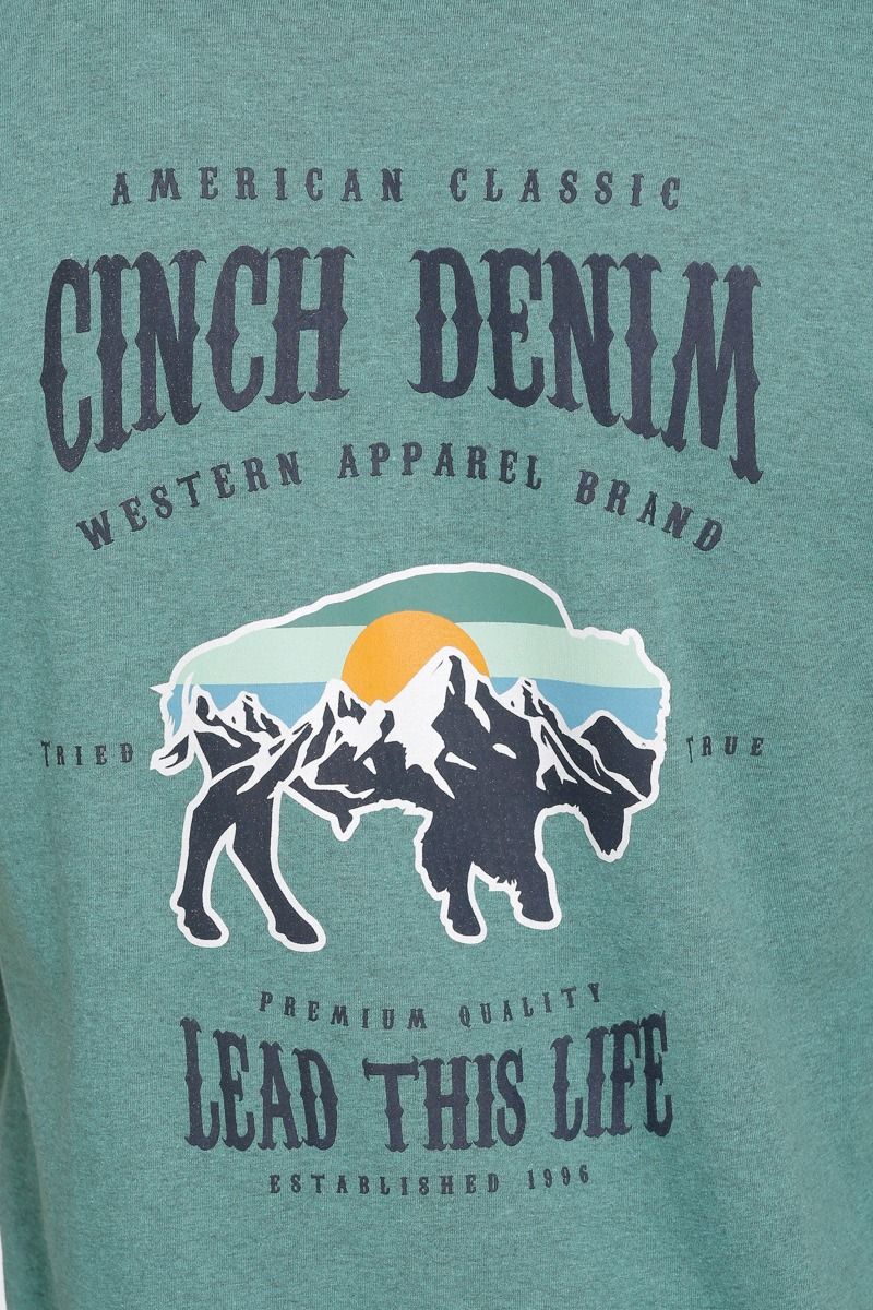 Men's Cinch Lead This Life Deep Sea Green Graphic T-Shirt MTT1690490