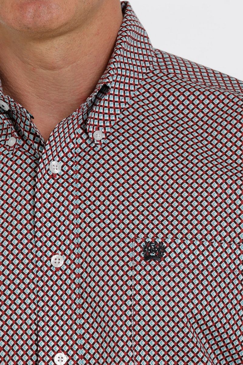 Multi Colored Geometric Print Long Sleeve Button Down MTW1105362