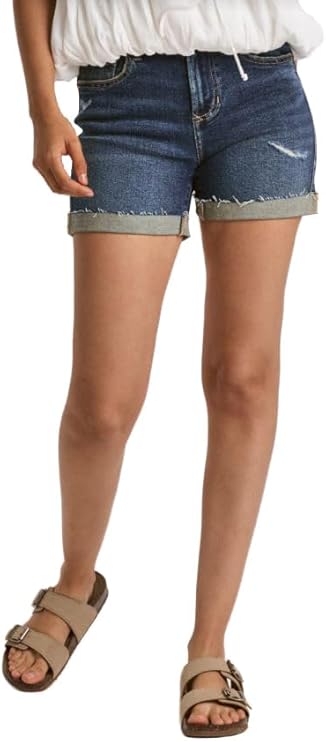 DEAR JOHN Mid Rise Frayed Hem Ava Roll Up Short in Navan