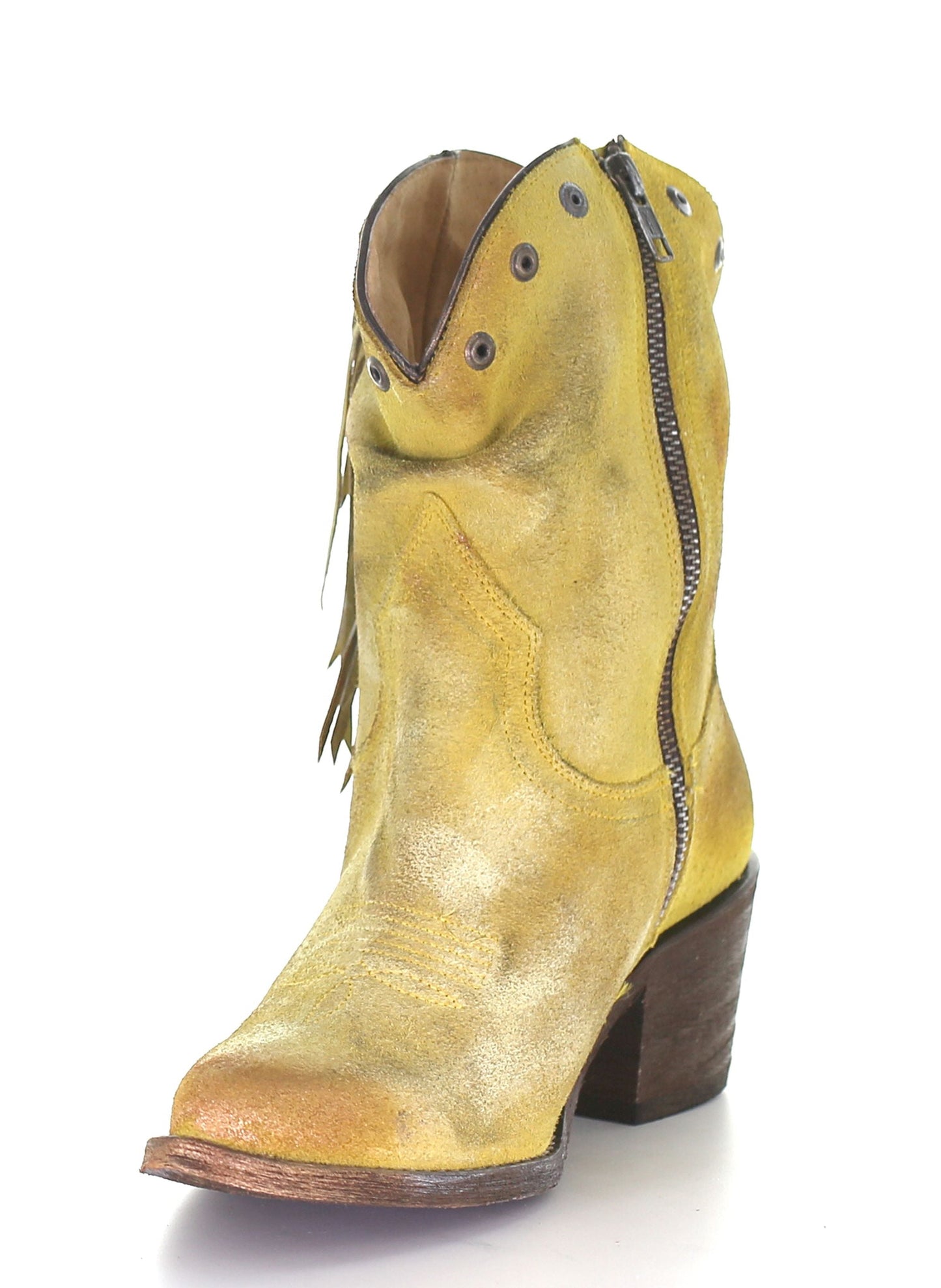 Corral Boots Yellow Stud And Fringe Ankle Boots Q0168