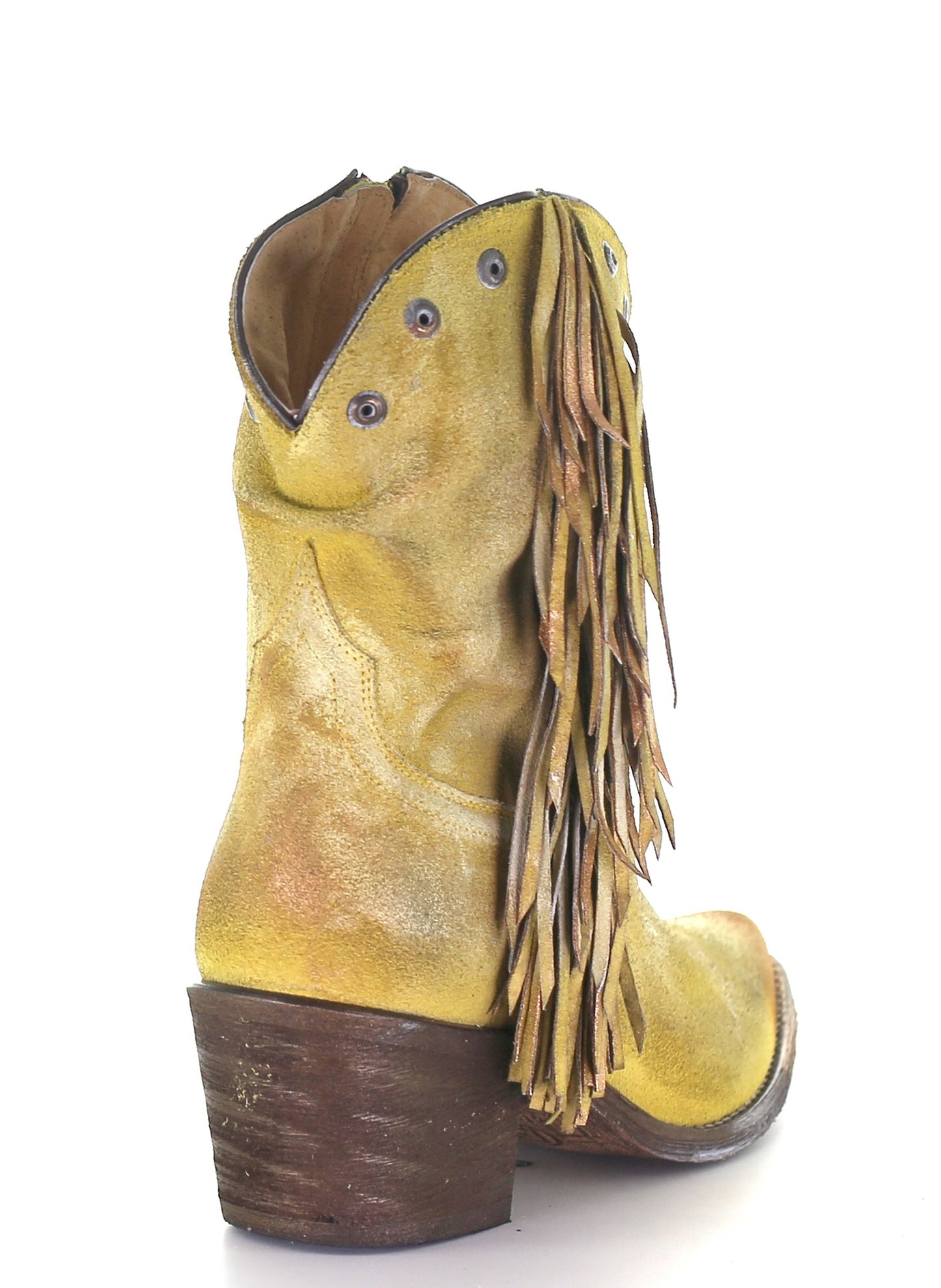 Corral Boots Yellow Stud And Fringe Ankle Boots Q0168