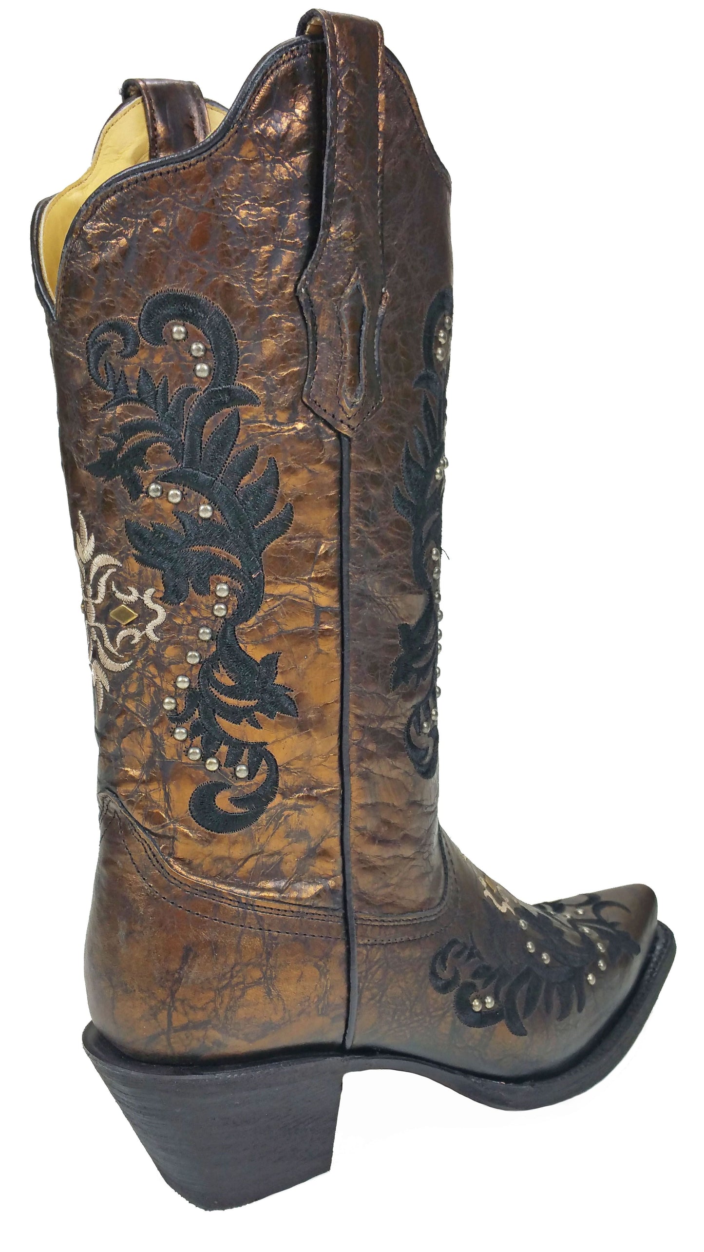 Corral Black and Bronze Embroidered and Studded Boot