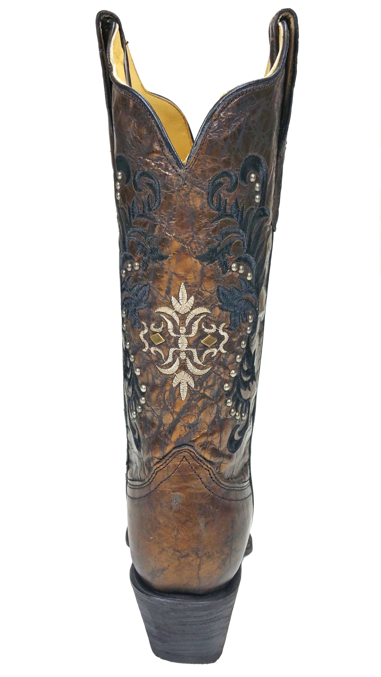 Corral Black and Bronze Embroidered and Studded Boot