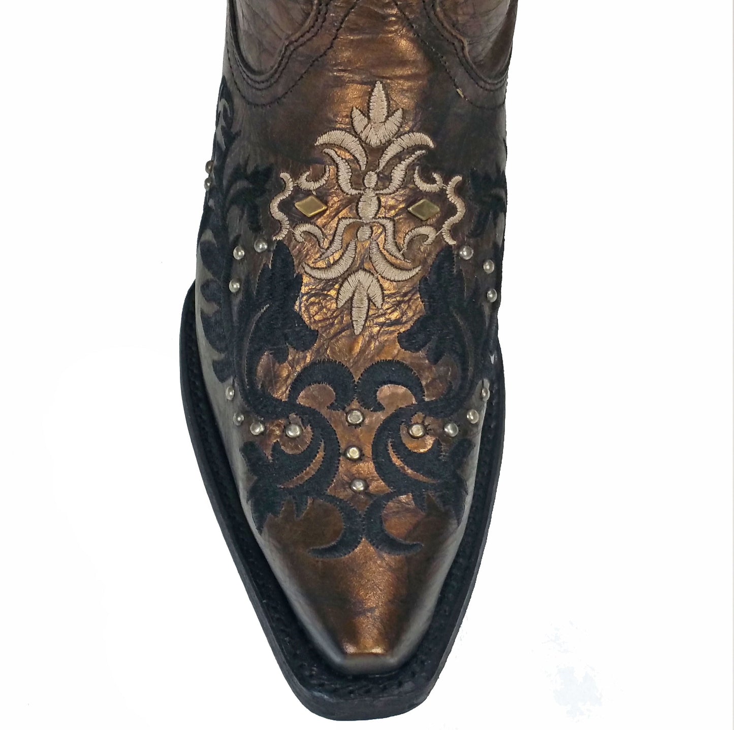 Corral Black and Bronze Embroidered and Studded Boot