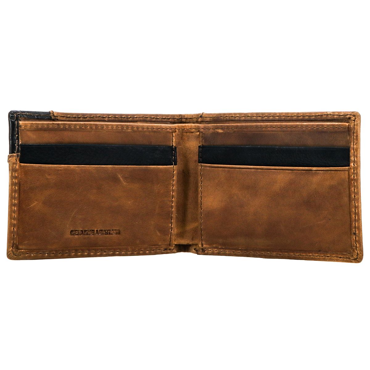 Hooey Diamond Patchwork Cutout Front Pocket Bi Fold Wallet With Black Ostrich Print Leather Inlay