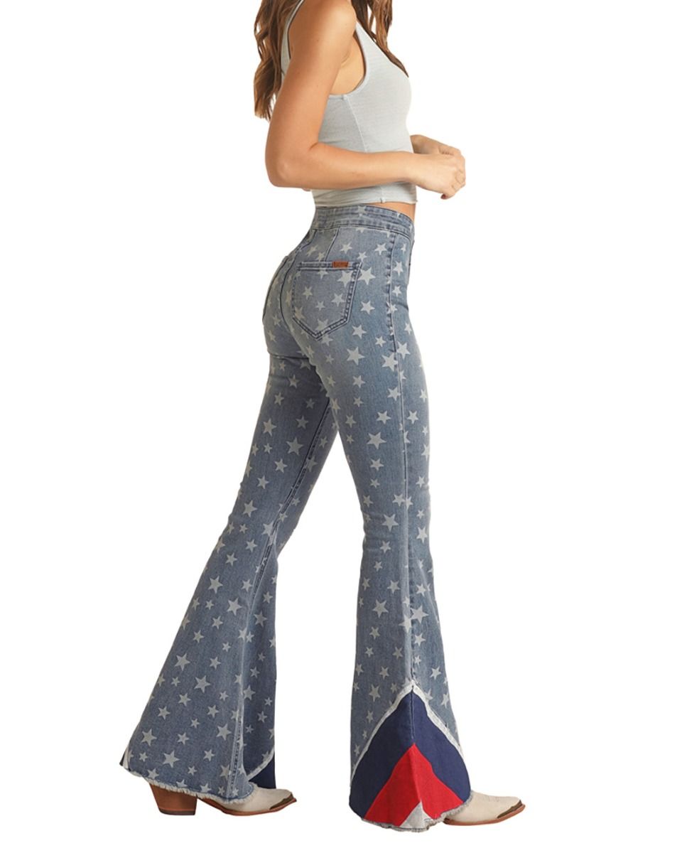 Americana High Rise Button Bell In Medium Wash