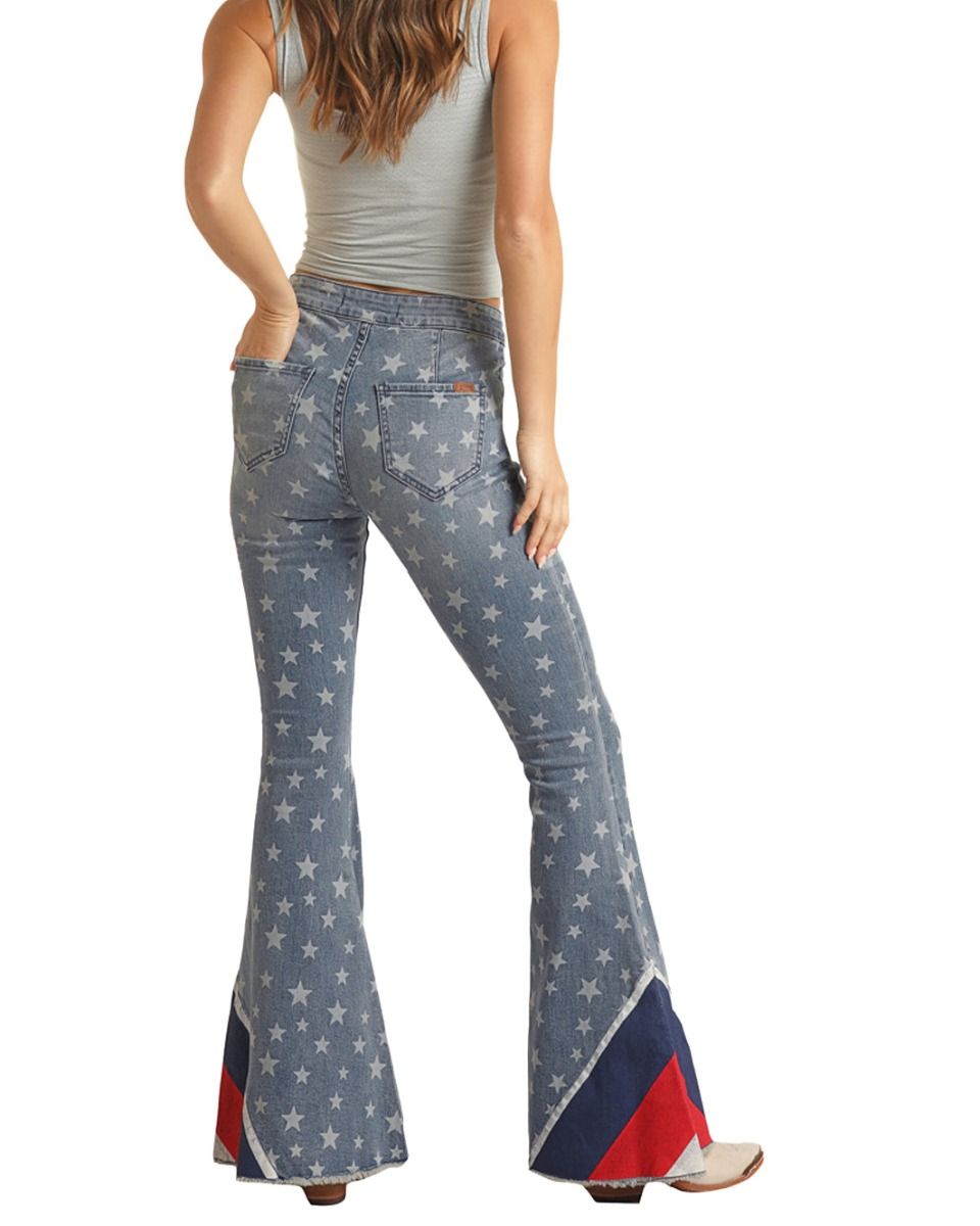 Americana High Rise Button Bell In Medium Wash