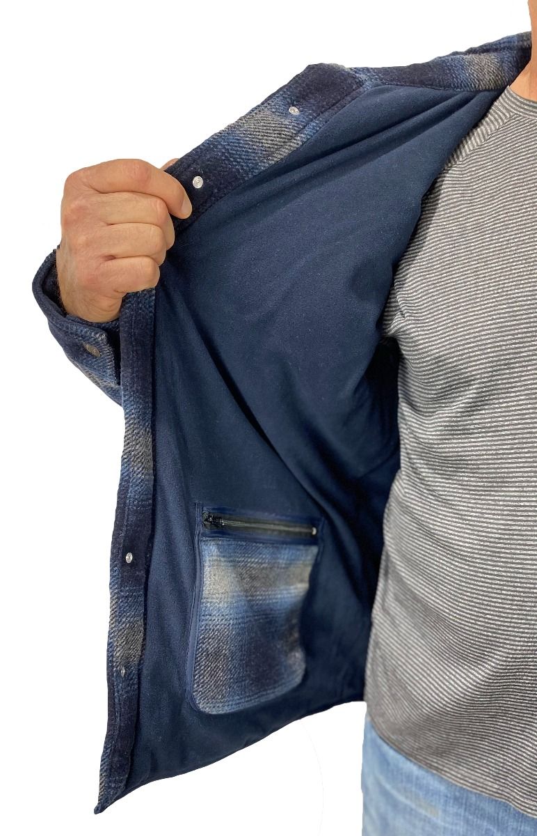 Men's Ludlow Long Sleeve Shirt Jacket In Blue Plaid By STS Ranchwear Sts2176