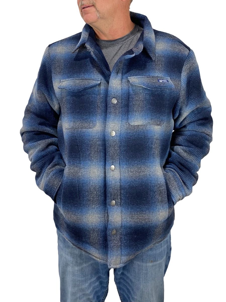Men's Ludlow Long Sleeve Shirt Jacket In Blue Plaid By STS Ranchwear Sts2176