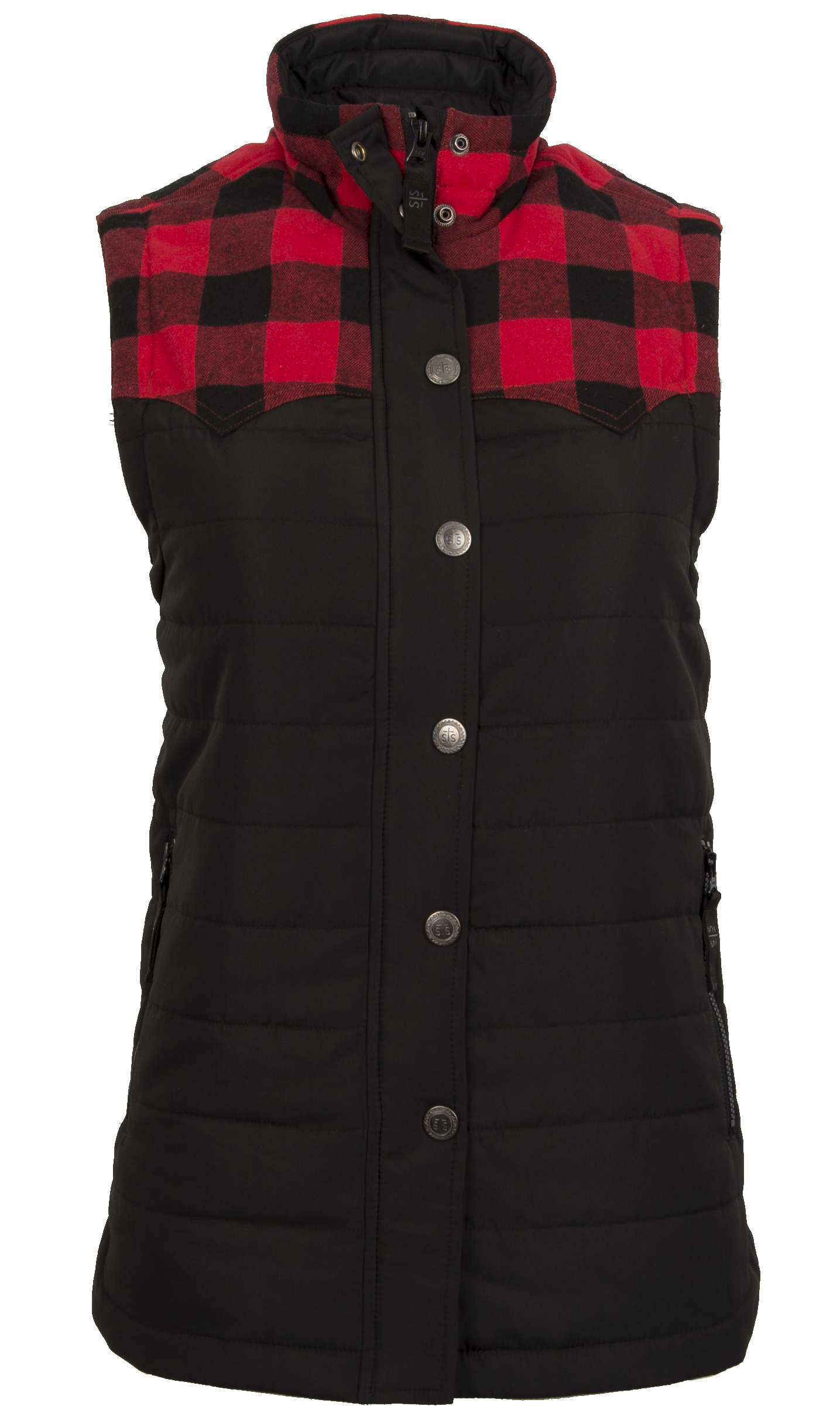 STS Ranchwear River Vest in Black with Buffalo Check