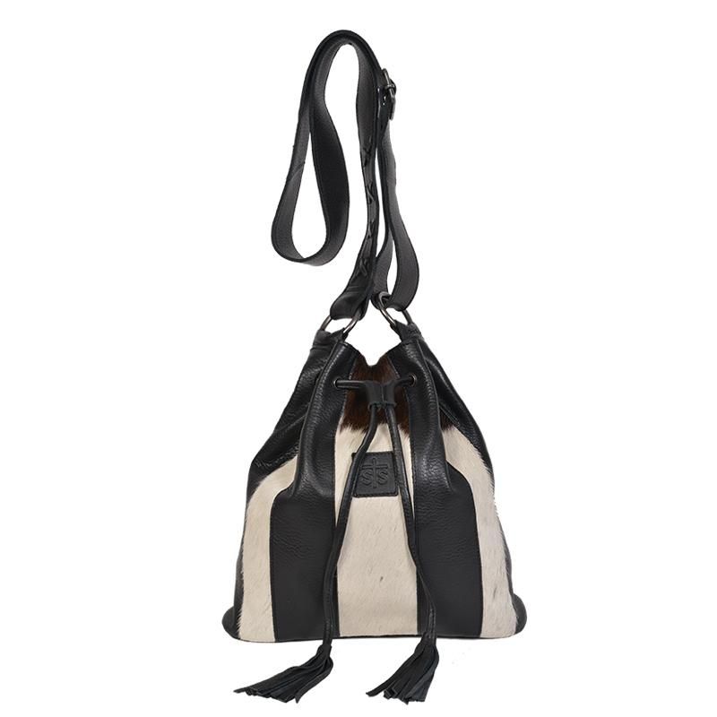 STS Ranchwear Cowhide Bucket Bag in Black