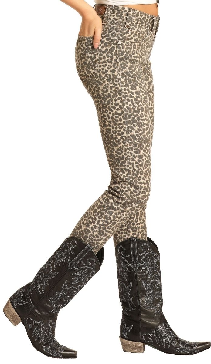 Rock and Roll Cowgirl Women's Print Stretch Skinny Jeans W1S4147