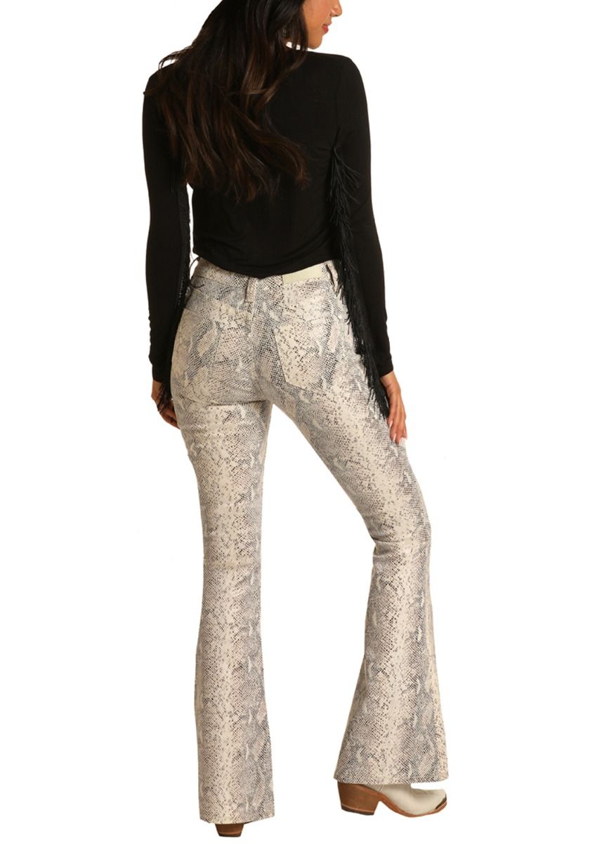 Ladies High Rise Flare In Snake Print By Rock And Roll Cowgirl Whn6114