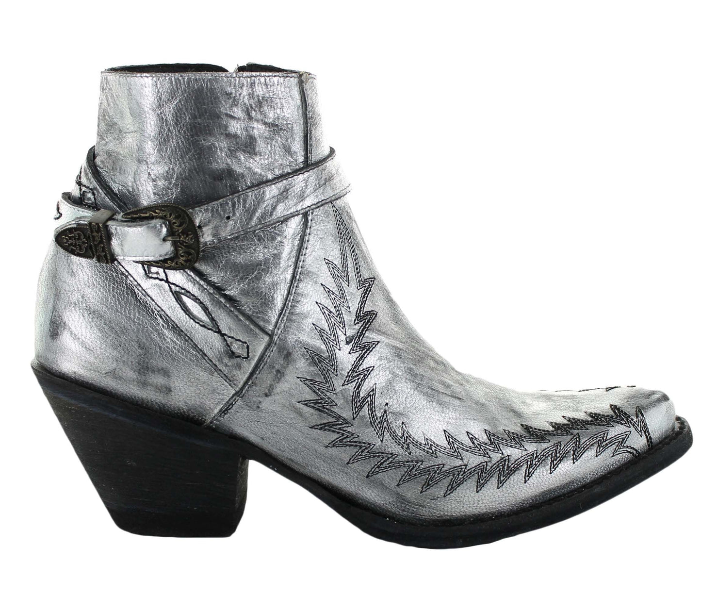 Yippee Ki Yay Susan Embroidered Harness Boots in Silver
