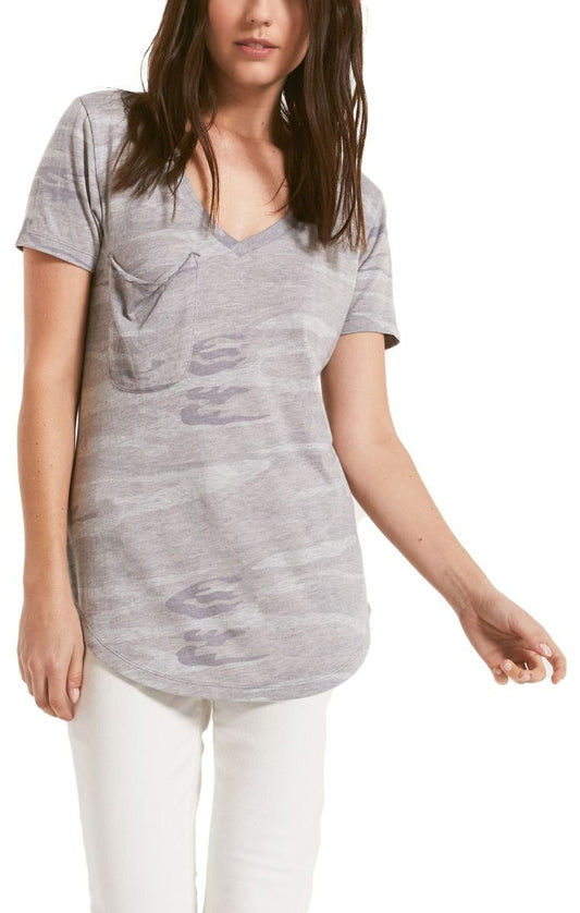 Z Supply The Camo Pocket Tee in Camo Heather Grey-Large