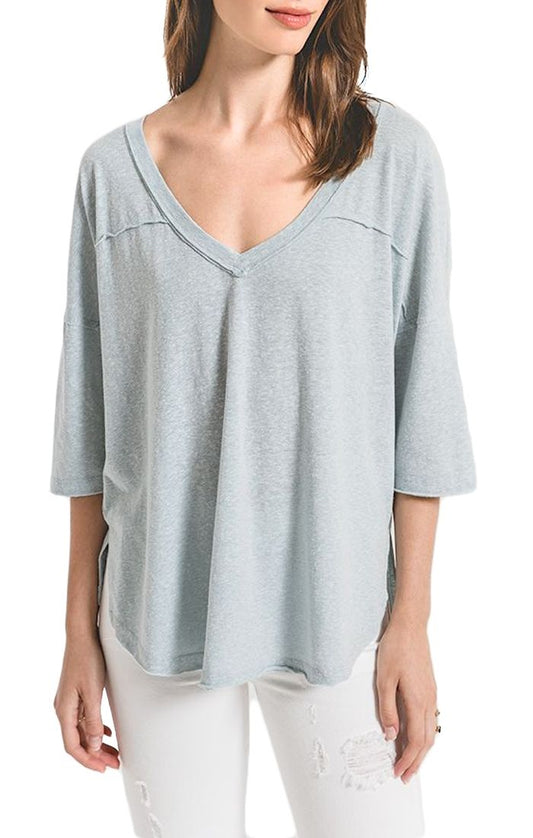 Z Supply Triblend Sporty Tee in Sandwashed Blue