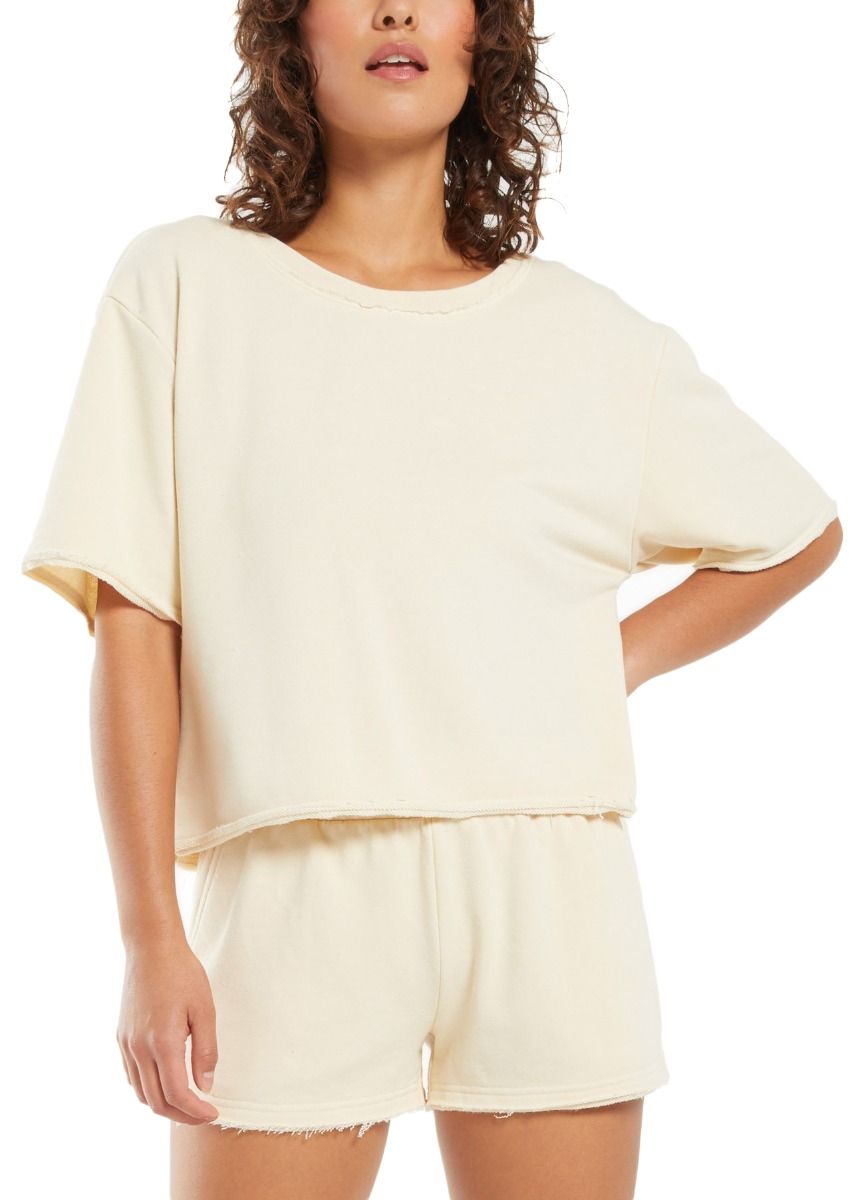 Calla Open Back Washed Terry Pullover in Linen by Z Supply