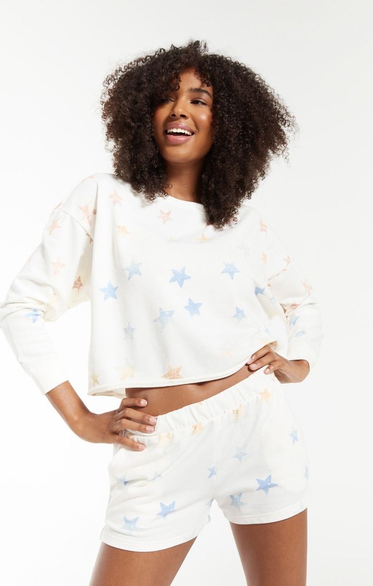 Lia Rainbow Star Pullover in Sand Dollar by Z Supply