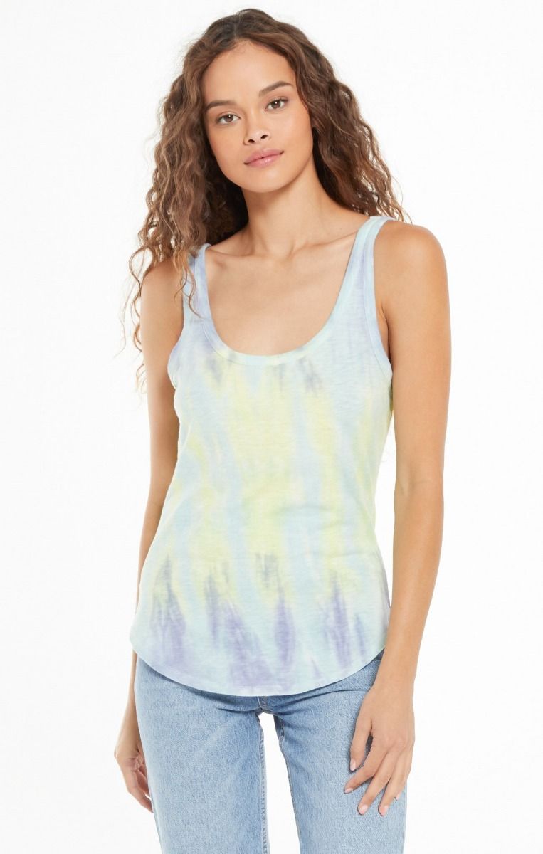 The Easy Sorbet Skies Tie-Dye Tank in Lavender Grey by Z Supply