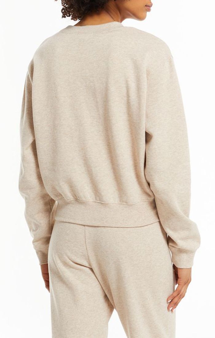 Z Supply Classic Crew Sweatshirt in Heather Latte ZT213285