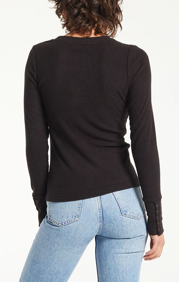 Alex Brushed Rib Top In Black By Z Supply Zt214379