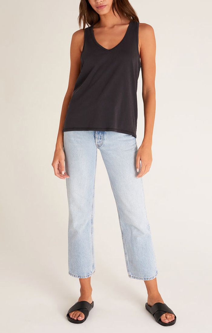 Organic V-Neck In Washed Black